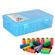 Household needle and thread storage box|Blue|Large Capacity Sewing Thread Holder For Spools Of Thread Fishing Line Sorting Box Empty Thread Storage Box Sewing Yarn Spools Container Storage Case